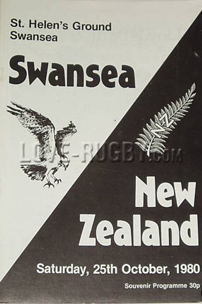 1980 Swansea v New Zealand  Rugby Programme